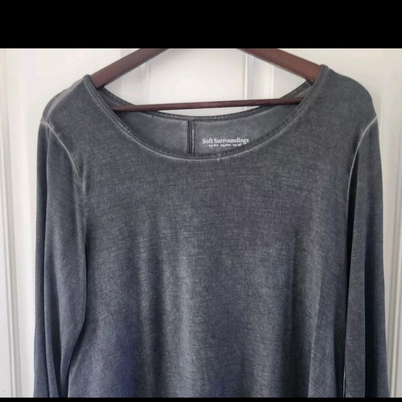 Soft Surroundings Womens Delaynie Tunic Top Gray Eyelet Hem 3/4 Sleeves Womens M - Picture 2 of 7